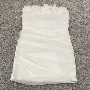 Lulu's Ivory Strapless Ruffle Wedding Dress